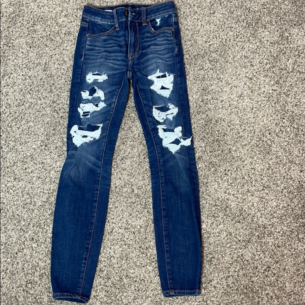 Worn ONCE AE jeans (fake holes)